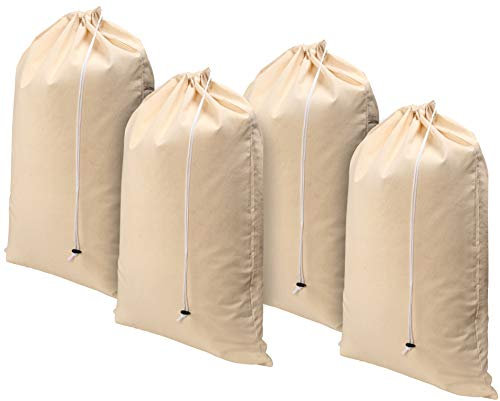 Cottoniva 4er Pack Extra groß Schwerlast Wäschebeutel in Natürlicher Farbe - 60x90 cm Sehr langlebig, Wäschesack mit Kordelzug, Maschinenwaschbar und Wiederverwendbar, Wäschebeutel reise