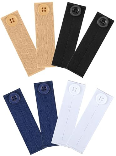 Thinp 8 PCS Elastic Waist Extenders for Pants, No Sewing Instant Waistband Extension Adjustable Jeans Waist Button Extender Waistband for Women Men - 4 Colors