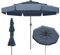 COSTWAY 300 cm Sonnenschirm mit LED-Beleuchtung, 3-stöckiger Gartenschirm mit Kurbel und Volant, beidseitig um 35° knickbar, Terrassenschirm windfest stabil, Marktschirm für Garten, Balkon (Navy)