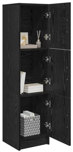 vidaXL Highboard Schwarz Eichen-Optik 31,5 x 32 x 122,5 cm | Dieses coole schwarze Eichen-Sideboard hat drei geräumige Regale,