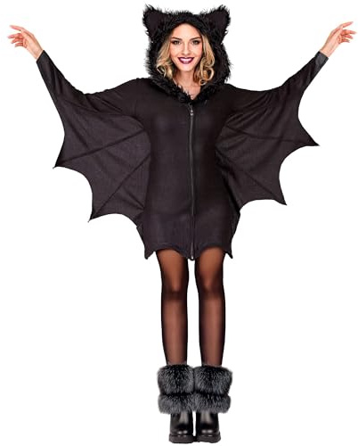 W WIDMANN MILANO Party Fashion - Costume chauve-souris, robe à capuche, costume animal, déguisement pour Halloween, carnaval