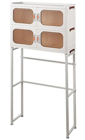 sopra l'armadio portaoggetti per Lavatrice, impilabile Liberamente e con Movimento Flessibile dei Ripiani con Ante, Adatto per balconi di bagni, di Lunga Durata (L)