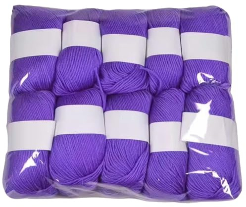 10er Set Luxus - Mischgarn - 500g Wolle - 53 lila - weiches Webgarn geeignet für Pullover, Babydecken, Schals - 10x 50g - Hochwertige Fasern für Häkeln und Basteln