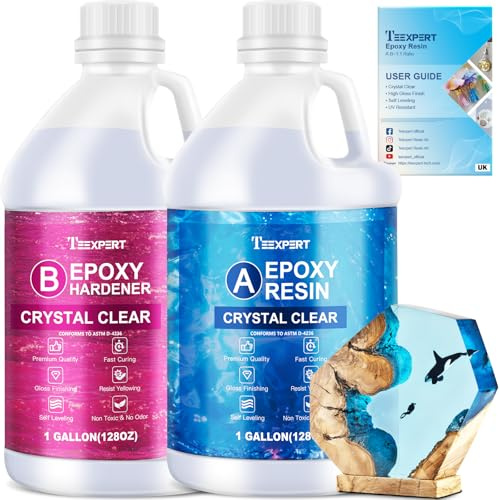Teexpert Epoxidharz Kristallklar-Set 7.56L, Selbstnivellierendes & blasenfreies Gießharz für Flusstische, Hochglanz-Gieß- und Beschichtungsharz, Resin Art, Holz und Schmuck