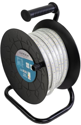 LUXULA LED Lichtbandtrommel 15m Grün, IP65, auf Kabeltrommel | Lichtschlauch außen auf Kabeltrommel, 20cm kürzbar, bis 70m erweiterbar, Markierungslicht für Baustelle, Event und Wege