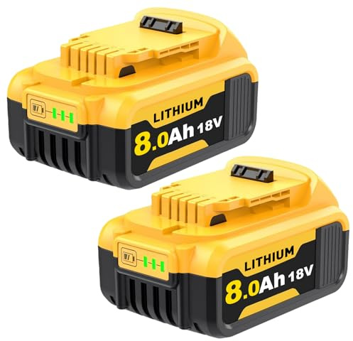 2X 8.0Ah Replacement for Dewalt Battery Compatible with Dewalt 18V Battery | Compatible with DCB184 DCB200 DCB201 DCB203 with LED Indicator for Cordless Power Tools for Outdoor Task
