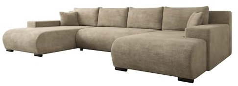 Mirjan24 Ecksofa Nojan, Eckcouch Couch mit Schlaffunktion und Bettkasten, Wohnlandschaft in U-Form, Komfortables Sofa mit Zwei Ottomane (Lumo 30)