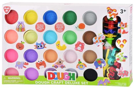PlayGo Knete Spielset Luxus - 20 Bunte Knetdosen für Kinder