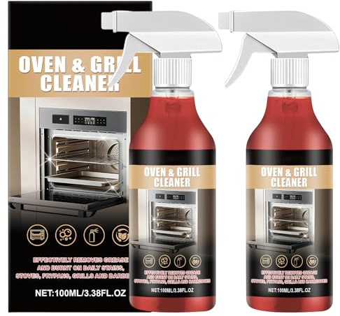 Oven and Grill Cleaner,Oven and Grill Cleaner Spray,Grease Remover for Ovens, Stovetops, and Grills,Easily Removes Burnt-on Grease and Food Residue—a Multi-purpose Kitchen Cleaner (2 bottles)