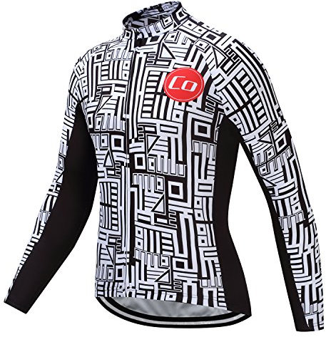 Coconut Ropamo Men's Cycling Jersey Long Sleeve Road Bike Jersey Shirt Bicycle Jersey Cycle Tops MTB Clothing (White/Black, L)