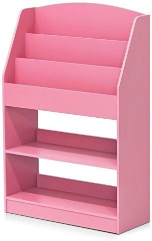 Furinno Lova Magazine/Bibliothèque avec Rangement, Rose