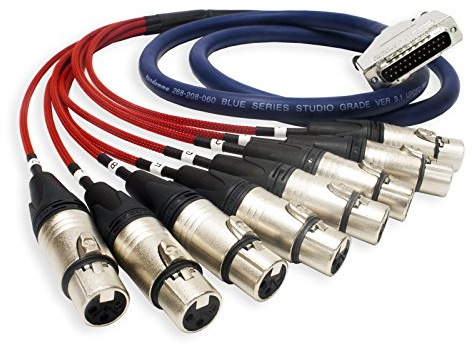 25 Pin D Sub to Female XLR Cable. Serial db-25 Van Damme Multicore Snake Lead TECHFLEX (3m, Red Braiding)
