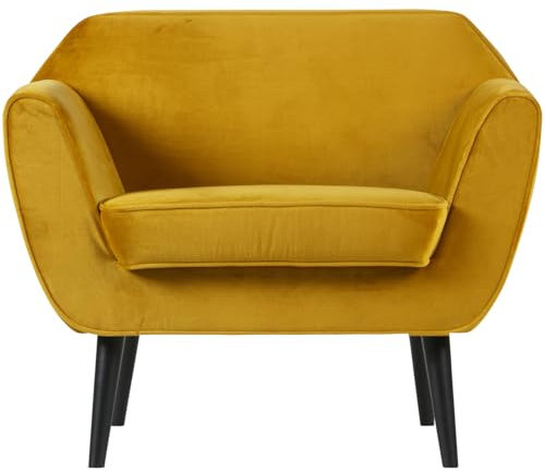 WOOOD Rocco Sessel Samt, Ocker, Breite: 92 cm Tiefe: 81 cm Höhe: 75 cm