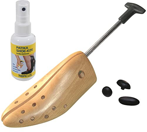 Schuhdehner Gr. 40-42 Damen, Schuhweiter, Schuhstrecker aus Buchenholz und Metall Mechanik inklusive Lederdehner Pumpspray Shoe Eze