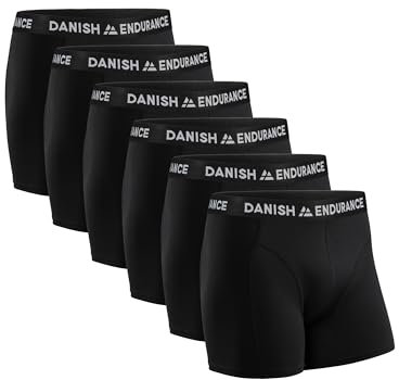 DANISH ENDURANCE Herren Boxershorts, 6 Pack, Retroshorts aus weicher Baumwolle (Schwarz, Large)