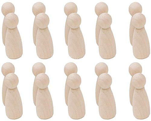 POFET 20pcs natürliche unbemalte weibliche männliche kleine hölzerne Peg Puppenkörper für DIY Kunsthandwerk Farbe geschnitzt - Mädchen 43mm