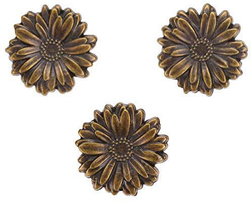 EXCEART 10 Set Bronze Vintage Antik Metall Druckknopf Verschluss Metall Vintage Blumen Druckknöpfe Chrysanthemen Knöpfe für Leder Handwerk DIY Jacke mit Kappen Sockel Nieten