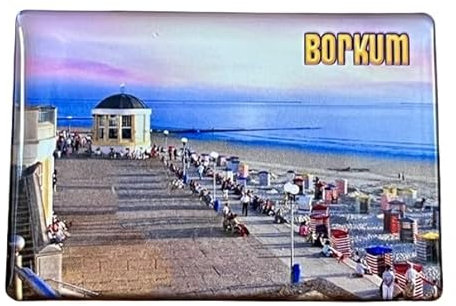binoa Souvenirmagnet Borkum, Dekoratives Magnet, 1 Stück, Kunststoff, 5 cm, Nordseeinsel, Deutschland