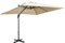 Outsunny 2.7 x 2.7 m Cantilever Parasol, Square Overhanging Umbrella with Cross Base, Crank Handle, Tilt, 360° Rotation and Aluminium Frame, Cream White