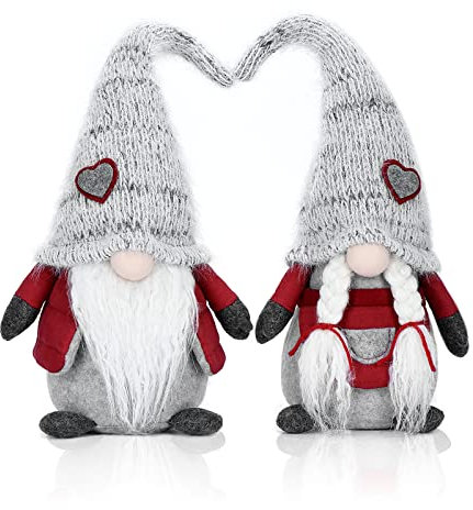 EKARSEN Handgemachte Paar Wichtel GNOME Hausdeko Zwerg Puppen für Valentinstag Weihnachten Neujahr Ostern und Kinder Spielzeug