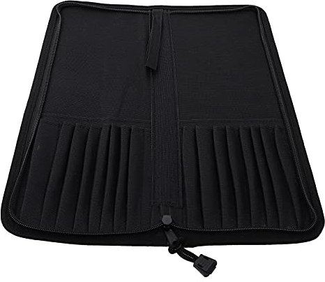 HEALLILY Soporte para Pinceles de Pintura con Cremallera 16 Agujeros Estuche para Pinceles Bolsa de Almacenamiento y Organización para El Artista Pincel de Pintura Papelería Negro