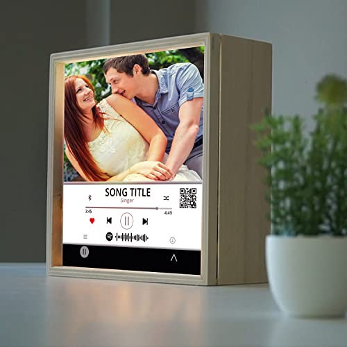 Sunnywall® personalisiertes Echtglas Foto Bild Lieblings Song Music Cover selbst Leuchtrahmen mit eigenem Foto LED Sockel – Glasbild