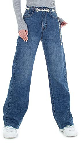 Ital Design Damen Reissverschluss Jeans Gr. S/36 Blau
