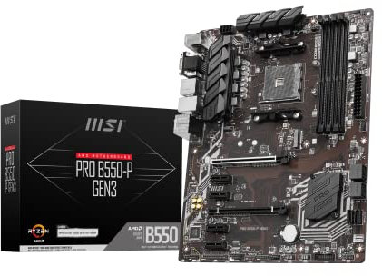 MSI Pro B550-P GEN3 Carte mère ATX, AM4 - AMD Ryzen 5000 prête - DDR4 Boost 4400+MHz/OC, PCIe 3.0x16, 1 x M.2 Gen3, 1G LAN, Noir