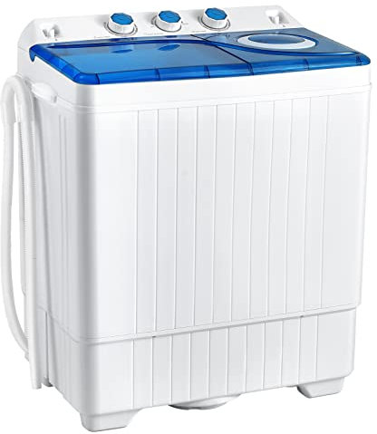 COSTWAY Twin Tub Washing Machine, 4.5KG/6KG/8.5KG Total Capacity Portable Laundry Washer Spin Dryer with Timing Function & Drain Pump for Apartment Dorms RVs Camping(Blue+White,6.5kg Washer+2kg Dryer)