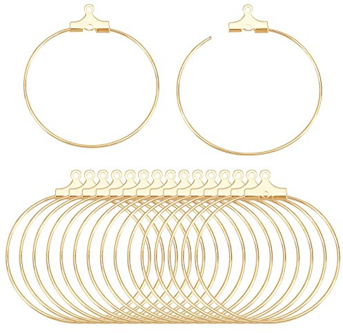 BENECREAT 40pcs Accessoires de Boucle d'oreille en Laiton, Créoles en Laiton Cerceau de Perles Rond Plaqué Or 18K pour Fournitures de Fabrication de Boucles, 33x29 mm