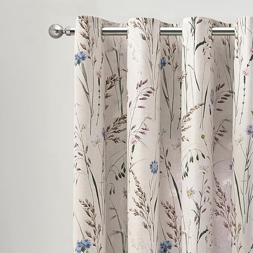 Catherine Lansfield Grasmere Ösenvorhänge, Blumenmuster, wendbar, 168 x 228 cm, Blau
