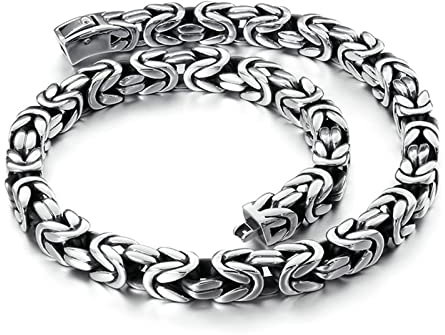 Kette Edelstahl Damen 60 cm, Halskette für Anhänger Männer Königskette 10mm Breit Silber