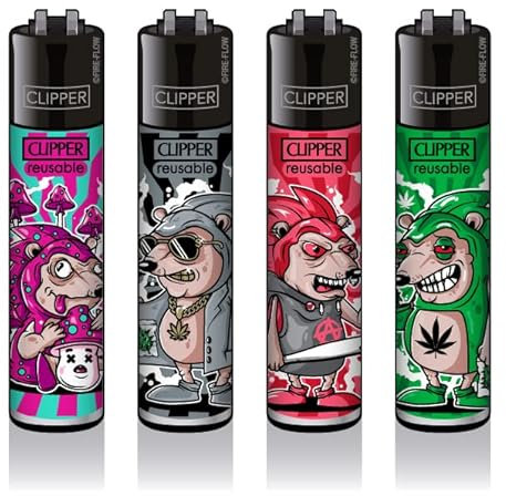 Clipper Feuerzeug 4er Set: (Igel)