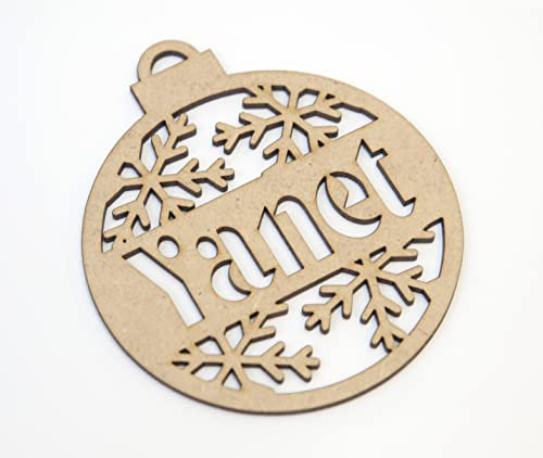 Weihnachtskugeln aus Holz, personalisierbar, mit Namen, Weihnachtsschmuck, Christbaumschmuck (Modell 1)