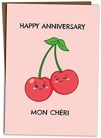 BYANIKA Happy Anniversary Card | Wedding or Dating Anniversary, Memorable Date | Romantic, Meaningful Gift For Her, Him, Girlfriend, Boyfriend, Wife, Husband, Partner | Cute Cherry Pun | Blank Inside