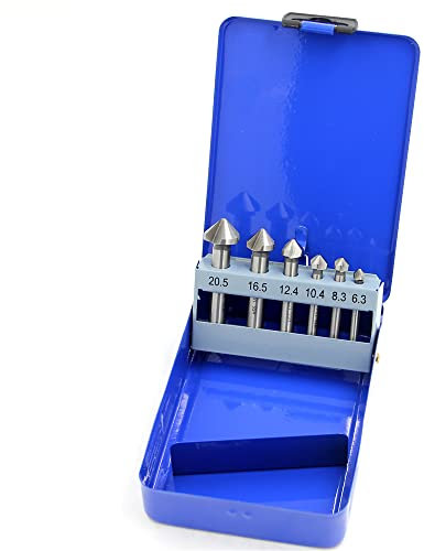 LYPPUL 6 Pezzi Svasatore Conico in HSS Svasatore, Svasatore per Metallo, 90°Gradi Rivestito Titano Svasatori, Ø 6,3-20,5 mm per Legno Metallo Alluminio Drill Bits
