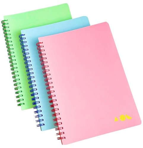 AOU Graph Paper Notebook, Spiral Journals with 100gsm Graphing Paper, 3 Pack Grid Spiral Notebook, A5 Journal for Home,School&Office, 80 sheets -160 pages, 8.3x5.7 (Blue,Pink,Green)