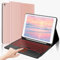 AVNICUD Clavier pour iPad 10.2 iPad 9ème/8ème/7ème Génération, iPad Air 3, iPad Pro 10.5, Coque Clavier avec Pavé Tactile 7 Couleurs de Rétroéclairage AZERTY Français Bluetooth Amovible, Or Rose