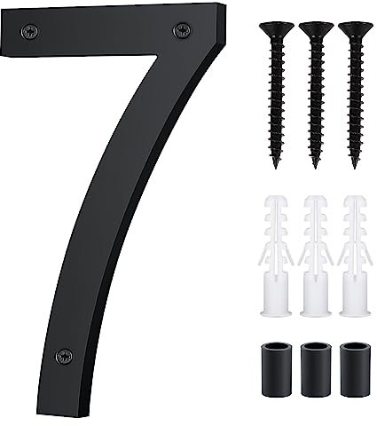 Floating 3D House Number 0-9, 10 Inch Address Numbers Acrylic House Number Large Modern House Numbers for Door Address Mailbox House Wall Outside (7, Black)