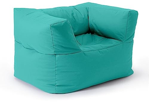 Lumaland Sitzsack-Lounge Modular Sessel | Einfach erweiterbares & leichtes Sofa | Waschbare & Wasserfeste Sitzmöbel für Innenräume & Garten | Indoor & Outdoor Sitz-Garnitur | 96x72x70 cm [Türkis]