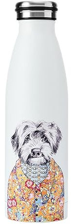 MIKASA Tipperleyhill Double-Walled Stainless Steel Bottle, 500ml Vacuum-Insulated Drinks Bottle Keeps Drinks Cold and Hot, BPA-Free Stainless Steel Hydration Bottle with Cockapoo Print