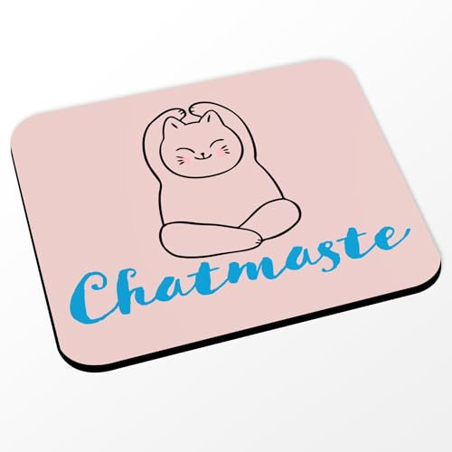 Mauspad Rosa – Chatmast Yoga Katze Haustiere – (Maße 24 x 20 cm)