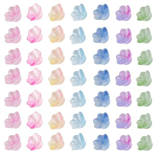 140 Piezas Cuentas de Flores de Trompeta Cuentas de Cristal Con Forma de DIY Cuentas Espaciadoras de Flores de Campana de Colores Utilizadas para Hacer Pulseras,Collares,Tobilleras,etc