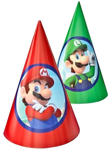 amscan Super Mario Brothers™ Luigi Papierkegel-Hüte, Partyzubehör (8 Stück)