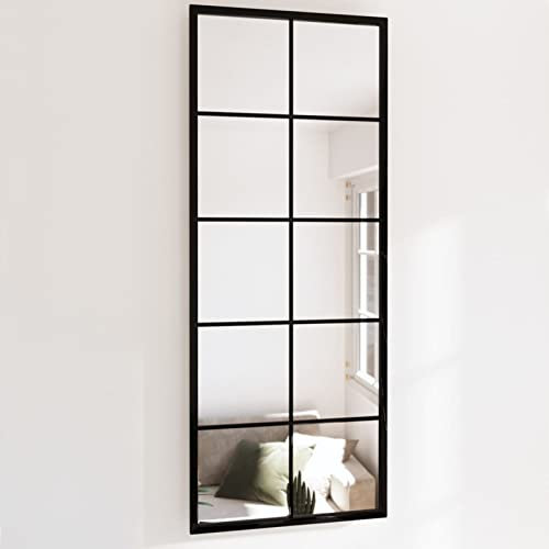 TANZEM Wandspiegel Schwarz 100x40 cm Metall, Wall Mirror, Spiegel Schlafzimmer, Garderobenspiegel, Spiegel Schmal, Badspiegel, Kosmetikspiegel, Dekorative Spiegel
