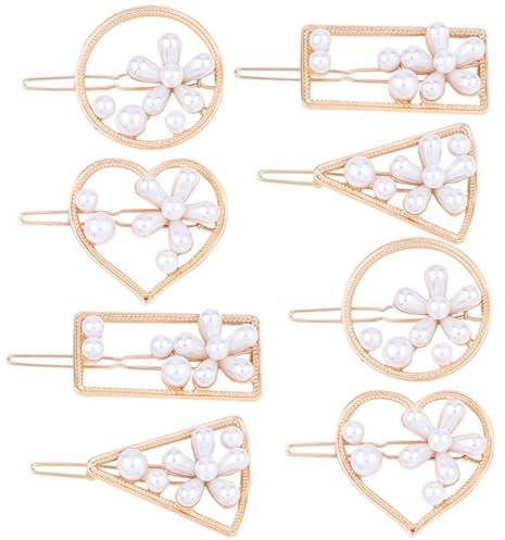 Golden Fashion Haarschmuck, orientalisch gestylte Haarspangen, rechteckig, Herz, runde Formen, goldene Haarspangen, 8 Stück