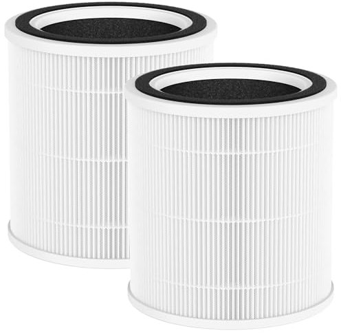 2 Pack AC400 Replacement Filter Compatible with Purivortex AC400 Air Purifier Purifier Purifier, H13 True HEPA 3 High Efficiency Technology, White