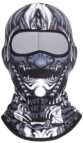 GMYIAK Sturmhaube mit Totenkopf-Aufdruck, Motorrad, Radfahren, Halswärmer, Sturmhaube, Gesichtsmaske für Fahrrad, Skateboard, Snowboard, Outdoor-Sport, Halloween-Kostümmaske für Horror-Party, 1, One