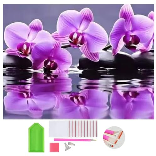 DOUKOYEE Diamond Painting für Erwachsene Blumen Buddha und Kerze Bilder DIY 5D Diamant Malerei Kit Stickerei Set Kreuzstich Diamant Painting Bilder Wall Home Room Decoration (E)
