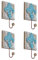 Generisch Handtuchhalter 4 Stück Wandhaken Garderobenhaken Rustikal Lilie Holz Eisen Kleiderhaken Landhaus Handtuchhaken Shabby Chic Wanddeko Metallhaken für Bad Küche Kleiderschrank Blau